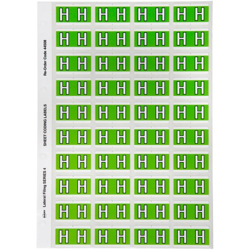 Avery Alphabet Coding Label H Side Tab 25x42mm L Green Pack of 240