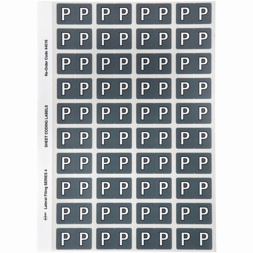 Avery Alphabet Coding Label P Side Tab 25x42mm Grey Pack of 240