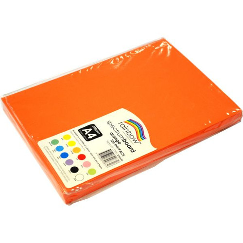 RAINBOW SPECTRUM BOARD 200GSM A4 ORANGE PK100