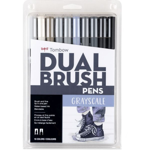 Tombow Dual Brush Pens Greyscale Set of 10