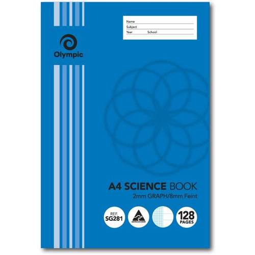 Olympic Science SG281 A4 128 Page 2mm Graph / 8mm Ruled (140841)