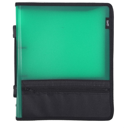 Bantex Zipper Binder Folio w/zip pouch PP A4 2-O Ring 25mm - Green (20720)