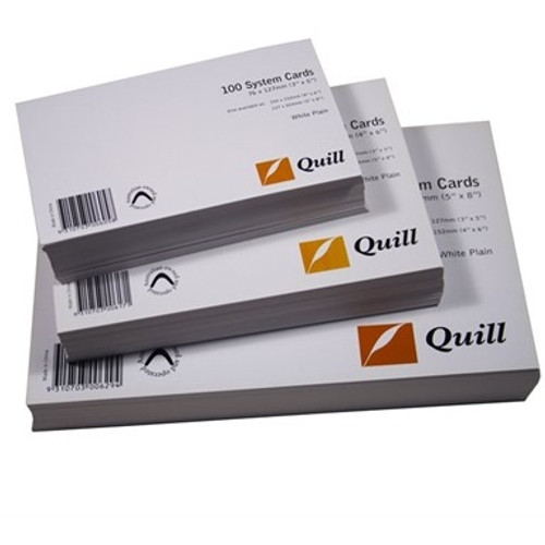 Quill Palm/Study/System Cards Ruled 210gsm 5x3" Pack of 100 (127x76mm) - White, Pack of 100 (SC53RW)