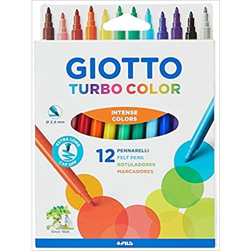 GIOTTO TURBO COLOR MARKERS Hangable Assorted Colours Box of 12