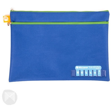 NAME PENCIL CASE - DARK BLUE TWIN ZIP, 375 X 264MM MICADOR