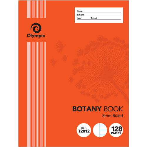OLYMPIC STRIPED BOTANY BOOK 128PAGE 8MM RULED 225X175MM