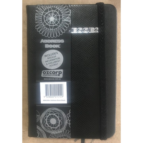 ADDRESS BOOK OZCORP MINI 8.5 X 12.5CM BLACK