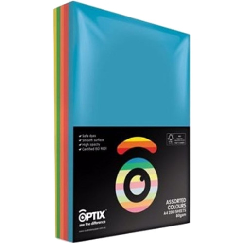 Optix Paper 80gsm A4 - Assorted Brights, Ream of 500 (193448)