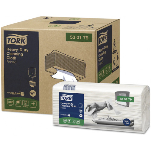 Tork Heavy-Duty Cleaning Cloth Folded 105 Cloths Carton of 4 Packs (530179)