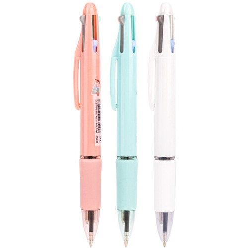 Deli 4 Colour Retractable Ballpoint Pen 1.0mm Assorted Colours (Each)