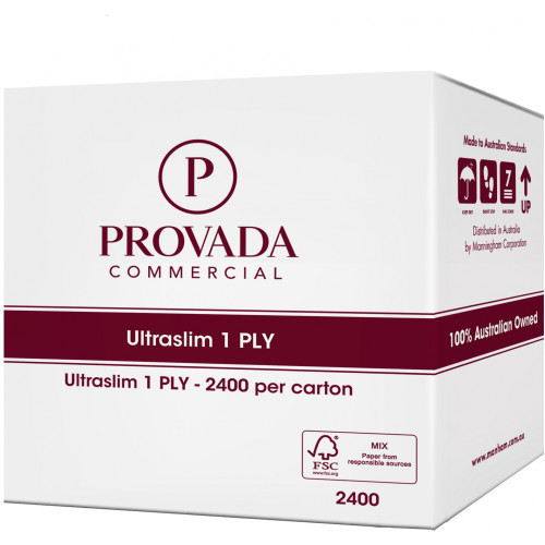 Provada Ultraslim Paper Hand Towel 24cm x 23cm 1 Ply 150 Sheets per Pack Carton of 16
(2401) (See also GP-UHT)