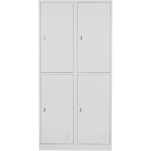 Metal Storage Locker 4 Door Bank of 2 Light Grey (Flat Packed)
