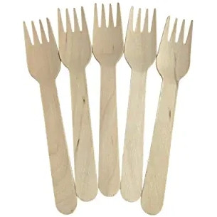 Disposable Wooden Forks 100% All-Natural Eco-Friendly Biodegrade Pack of 100 (EC-WC0801)
