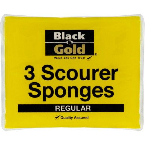 BLACK & GOLD SCOURER SPONGES REGULAR 3PK