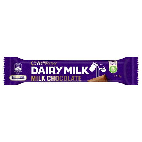 CADBURY DAIRY MILK CHOCOLATE BAR 50GM