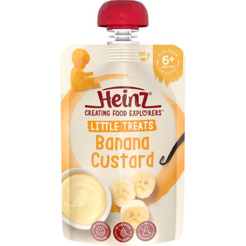 HEINZ BABYFOOD 6 MONTHS+ POUCH N SPOUT CUSTARD 120GM