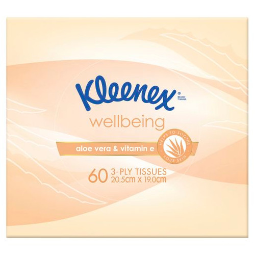 KLEENEX FACIAL TISSUE EXTRACARE ALOE VERA WHITE 60S