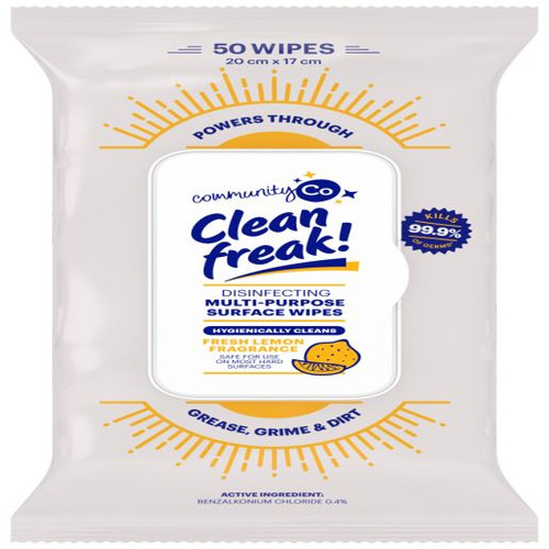 COMMUNITY CO CLEAN FREAK MULTI PURPOSE DISINFECTING CLEANING WIPES 50S
