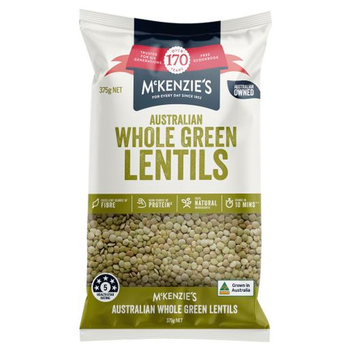 MCKENZIES WHOLE GREEN LENTILS 375GM