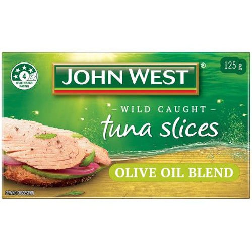 JOHN WEST TUNA TEMPTERS SLICES IN OLIVE OIL 125GM
