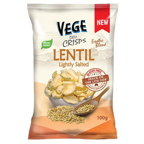 VEGE LENTIL LIGHTLY SALTED DELI CRISPS 100GM (Carton of 5)