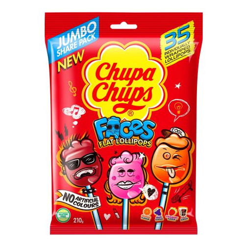 Chupa Chups Faces Flat Lollipops Pack of 35