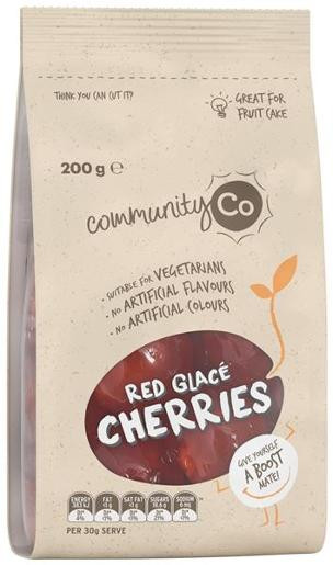 COMMUNITY CO GLACE RED CHERRIES 200GM