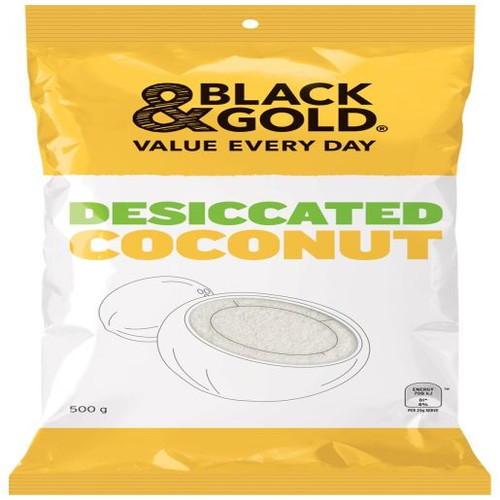 BLACK & GOLD DESICCATED COCONUT 500GM