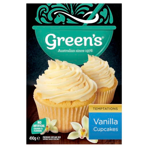 GREENS VANILLA CUPCAKE MIX 490GM (Carton of 5)