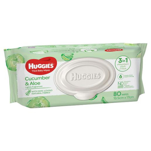 HUGGIES ALOE VERA & CUCUMBER BABY WIPES 80S