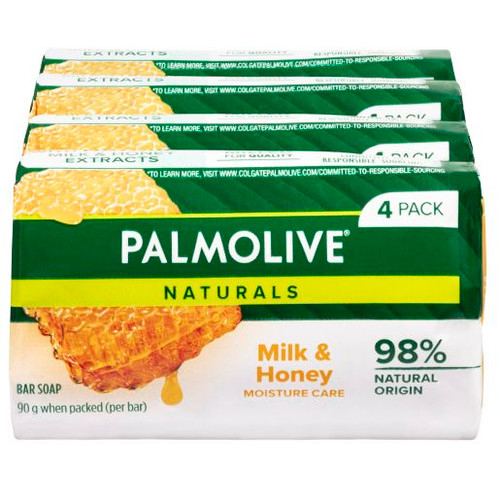 PALMOLIVE NATURALS MILK AND HONEY SOAP BAR 4X90GM