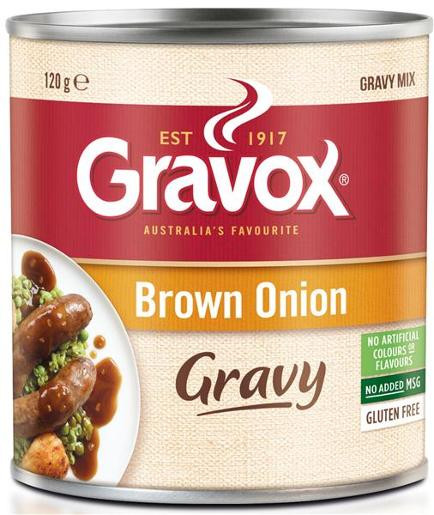 GRAVOX GRAVY CAN POWDER BROWN ONION 120GM