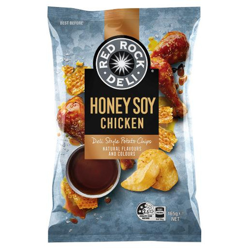 RED ROCK DELI HONEY SOY CHICKEN POTATO CHIPS 165GM