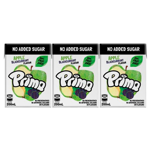 PRIMA APPLE BLACKCURRANT NAS FRUIT DRINK 6X200ML