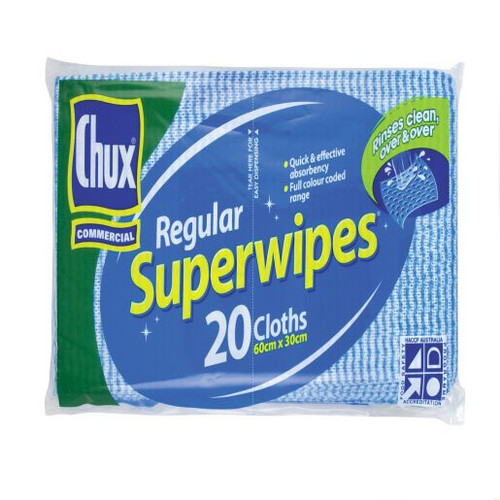 CHUX SUPERWIPES REGULAR BLUE 6CM X 3CM 20PK