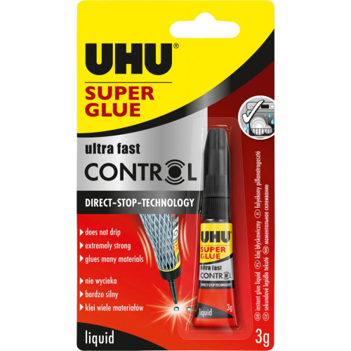 UHU Super Glue Control 3ml Blister Pack, Pack of 12 (Replaces Fab-3340820)