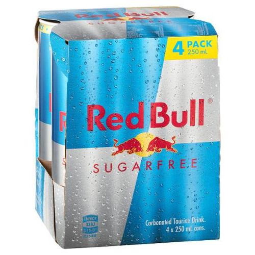 RED BULL SUGAR FREE ENERGY DRINK 4 PACK 4X250ML