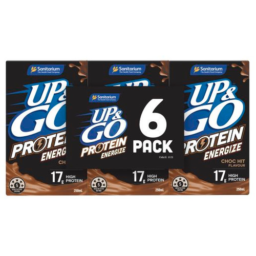 SANITARIUM UP&GO ENERGIZE CHOCOLATE LIQUID BREAKFAST 6X250ML