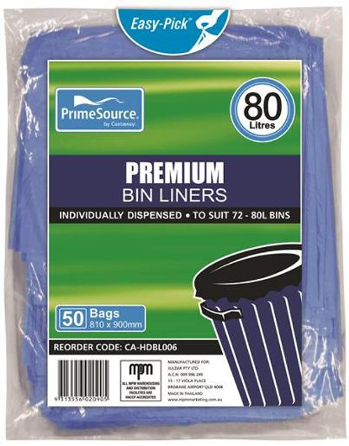 CAST AWAY BIN LINERS PREMIUM BLUE (CA-HDBL006) 50S