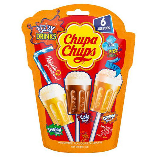 CHUPA CHUPS FIZZY DRINK LOLLIPOP BAG 6X15GM (Carton of 8)