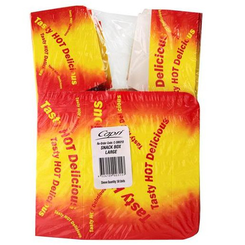 Capri Snack Box Tasty Hot Delicios Multi Colour Large, Box of 50