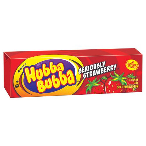 WRIGLEYS HUBBA BUBBA BUBBLE GUM STRAWBERRY CHUNK 35GM (Carton of 20)