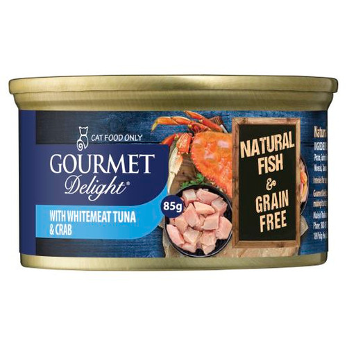 GOURMET GOURMET D-LITE WHITEMEAT TUNA AND CRAB WET CAT FOOD 85GM (Carton of 24)