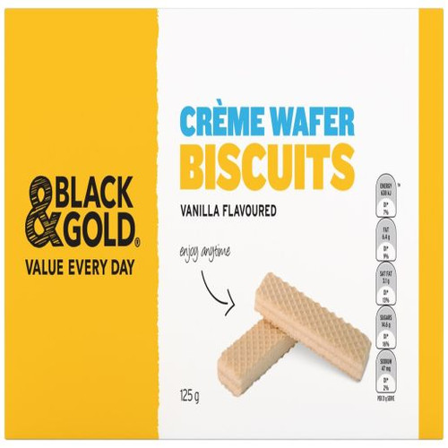 BLACK & GOLD VANILLA CREME WAFER 125GM (Carton of 24)