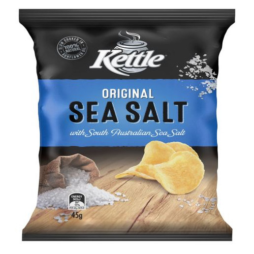 KETTLE SEA SALT NATURAL POTATO CHIPS 45GM (Carton of 18)