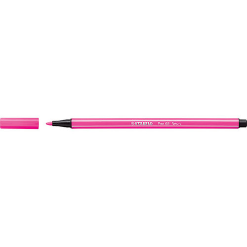 STABILO PEN 68 FIBRE TIP PEN FLURO PINK (BOX OF 10)