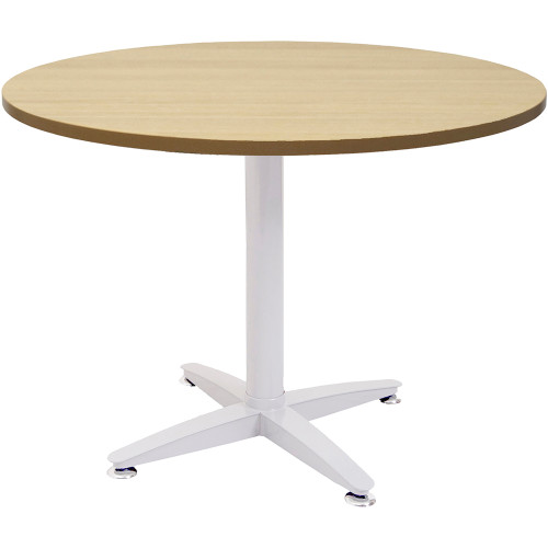 Rapidline 4 Star Round Table 900D x 730mmH Oak Top White Base