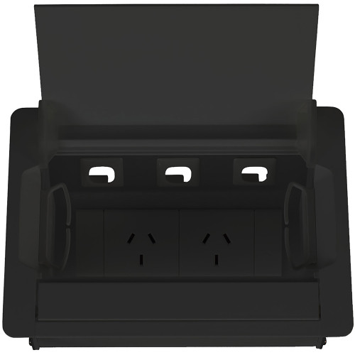 Rapidline Table Surface Mounted Service Box 2 GPO Black