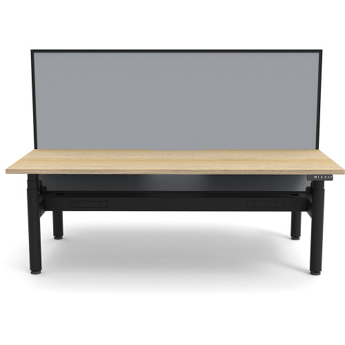 Rapidline Halo+ Back to Back Workstation+Screen+Cable Tray 2 Person 1500mmW Oak/Black