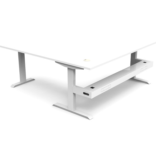 Rapidline Boost Static Corner Workstation + Tray 1500/1500W x 750D x 730mmH White/White